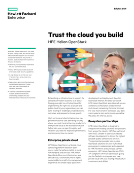 Trust the Cloud You Build with HPE Helion Openstack Solution Brief