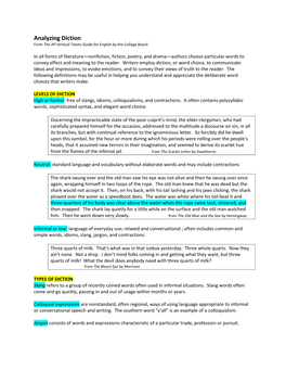 Analyzing Diction from the AP Vertical Teams Guide for English by the College Board