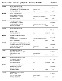 006 Accounting Division Governmental Center Shipping 115 S Andrews Avenue Room 221 (954) 357-7140 Fort Lauderdale Fl 33301 Usa