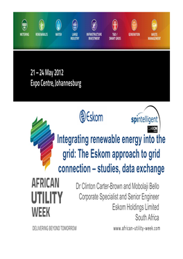 Integrating Renewable Energy Into the Grid: the Eskom