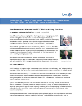 How Prosecutors Misconstrued OTC Market-Making Practices by Sujay Dave and George Oldfield (June 25, 2019, 5:24 PM EDT)