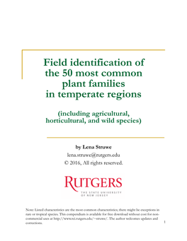 Field Identification of the 50 Most Common Plant Families in Temperate Regions