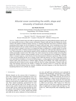 Alluvial Cover Controlling the Width, Slope and Sinuosity of Bedrock Channels