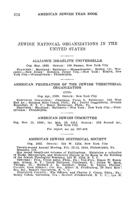 Jewish National Organizations in the United States