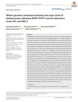 Whole‐Genome Comparison Between the Type Strain Of