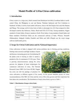 Model Profile of 1.0 Ha Citrus Cultivation