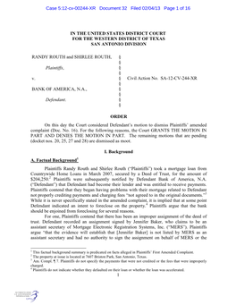 Case 5:12-Cv-00244-XR Document 32 Filed 02/04/13 Page 1 of 16