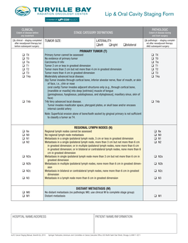 Lip & Oral Cavity Staging Form