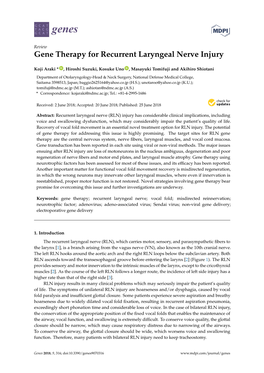 Gene Therapy for Recurrent Laryngeal Nerve Injury