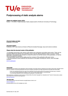 Postprocessing of Static Analysis Alarms