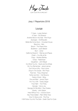 Joey // Repertoire 2018 Lounge