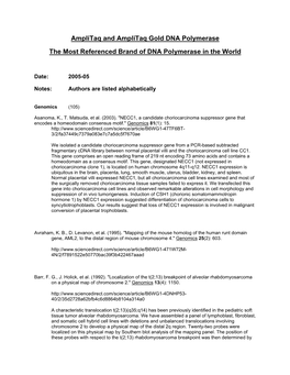 Amplitaq and Amplitaq Gold DNA Polymerase