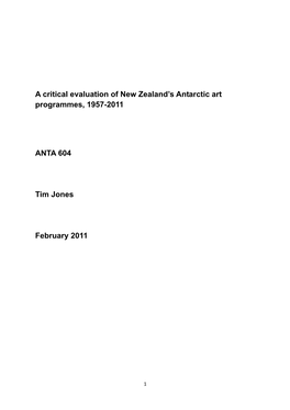 A Critical Evaluation of New Zealand's Antactic Art Programmes