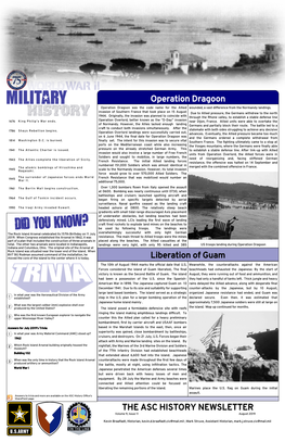 Operation Dragoon Liberation of Guam the ASC HISTORY