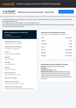 Horario Y Mapa De La Ruta ALDEANª De Autobús