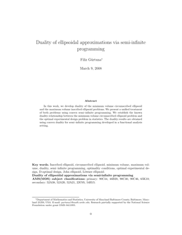 Duality of Ellipsoidal Approximations Via Semi-Infinite Programming