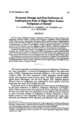 Economic Damage and Host Preference of Lepidopterous Pests of Major Warm Season Turfgrasses of Hawaii1