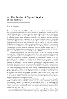 44. the Reality of Physical Optics at the Institute