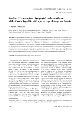 Sawflies (Hymenoptera: Symphyta) in the Northeast of the Czech Republic with Special Regard to Spruce Forests