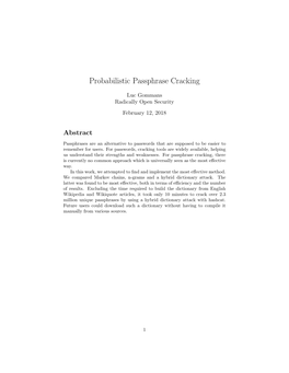 Probabilistic Passphrase Cracking