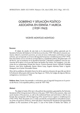 Asociativa En España Y Murcia (1959-1963)