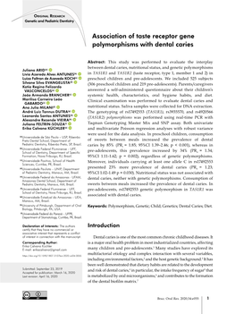 Association of Taste Receptor Gene Polymorphisms with Dental Caries