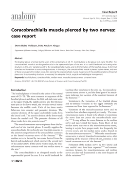 Coracobrachialis Muscle Pierced by Two Nerves: Case Report