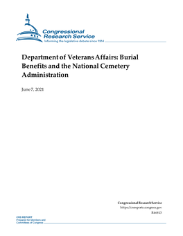 Department of Veterans Affairs: Burial Benefits and the National Cemetery Administration