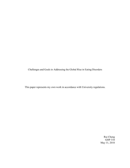 Challenges and Goals in Addressing the Global Rise in Eating Disorders