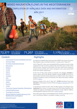 Mixed Migration Flows in the Mediterranean Compilation of Available Data and Information May 2017