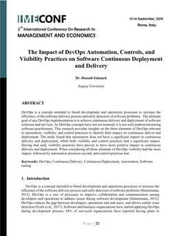The Impact of Devops Automation, Controls, and Visibility Practices on Software Continuous Deployment and Delivery