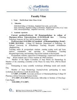 Faculty Vitae