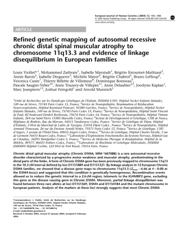 Refined Genetic Mapping of Autosomal Recessive Chronic Distal Spinal Muscular Atrophy to Chromosome 11Q13.3 and Evidence of Link