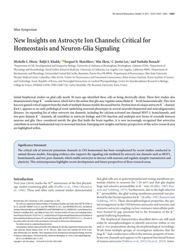 Critical for Homeostasis and Neuron-Glia Signaling