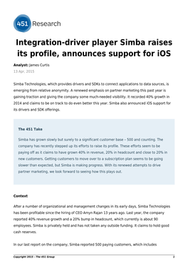 Integration-Driver Player Simba Raises Its Profile, Announces Support for Ios