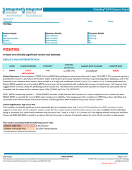 Vistaseq GYN Cancer Panel