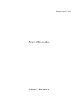 Articles of Incorporation