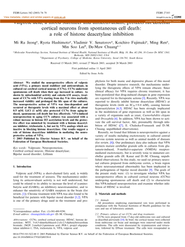 Valproic Acid, a Mood Stabilizer and Anticonvulsant, Protects Rat