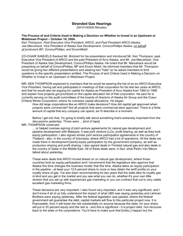 Stranded Gas Hearings (0410140930 Minutes)