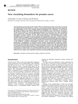 New Circulating Biomarkers for Prostate Cancer