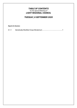 Table of Contents Light Regional Council Tuesday, 8 September 2020