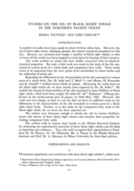 Studies on the Oil of Black Right Whale in the Northern Pacific Ocean