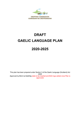 Draft Gaelic Language Plan 2020-2025