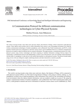 A Communication Protocol for Different Communication Technologies in Cyber-Physical Systems