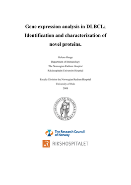 Gene Expression Analysis in DLBCL; Identification and Characterization of Novel Proteins