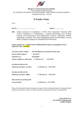 E-Tender Notice