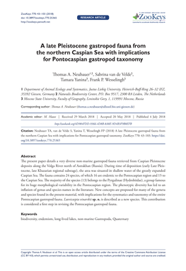 A Late Pleistocene Gastropod Fauna from the Northern Caspian Sea with Implications for Pontocaspian Gastropod Taxonomy
