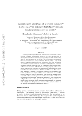 Evolutionary Advantage of a Broken Symmetry in Autocatalytic Polymers Tentatively Explains Fundamental Properties of DNA