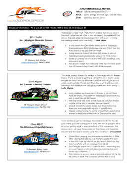 Elliott Sadler No. 1 Onemain Chevrolet Camaro Chase Elliott No