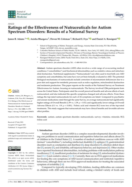 Ratings of the Effectiveness of Nutraceuticals for Autism Spectrum Disorders: Results of a National Survey